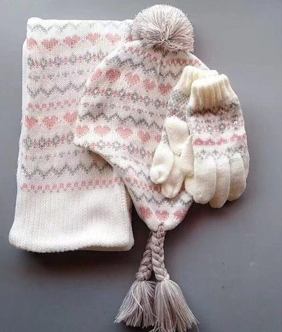 3 - pieces Winter Knit Hat Scarf Set - Yorkn Inc✅