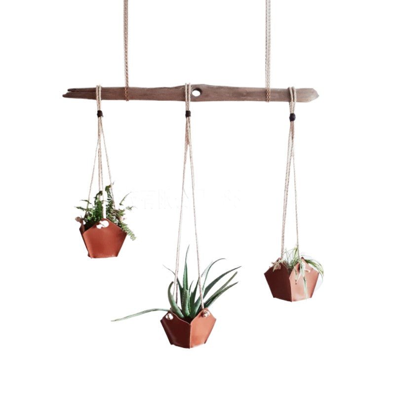 Leather Flower Pot With Hanging Rope - Yorkn Inc✅