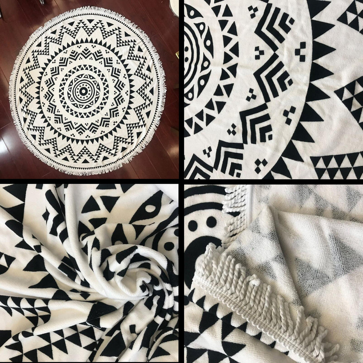Microfiber Large Round Beach Blanket With Tassels - Yorkn Inc✅