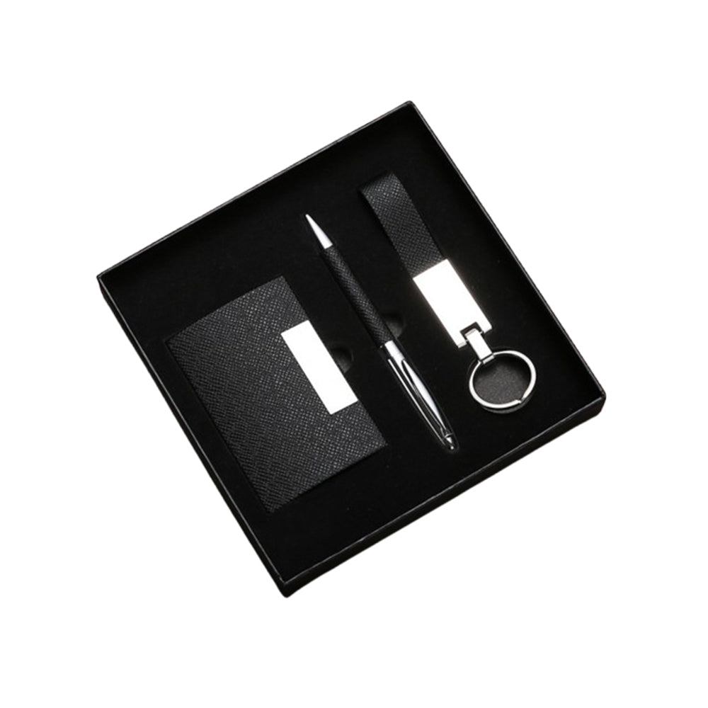 Pu Leather Business Card Holder Keychain & Metal Pen Set - Yorkn Inc✅