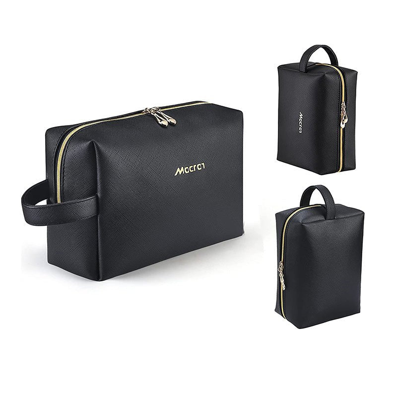 Pu Leather Makeup Bag With Handle - Yorkn Inc✅
