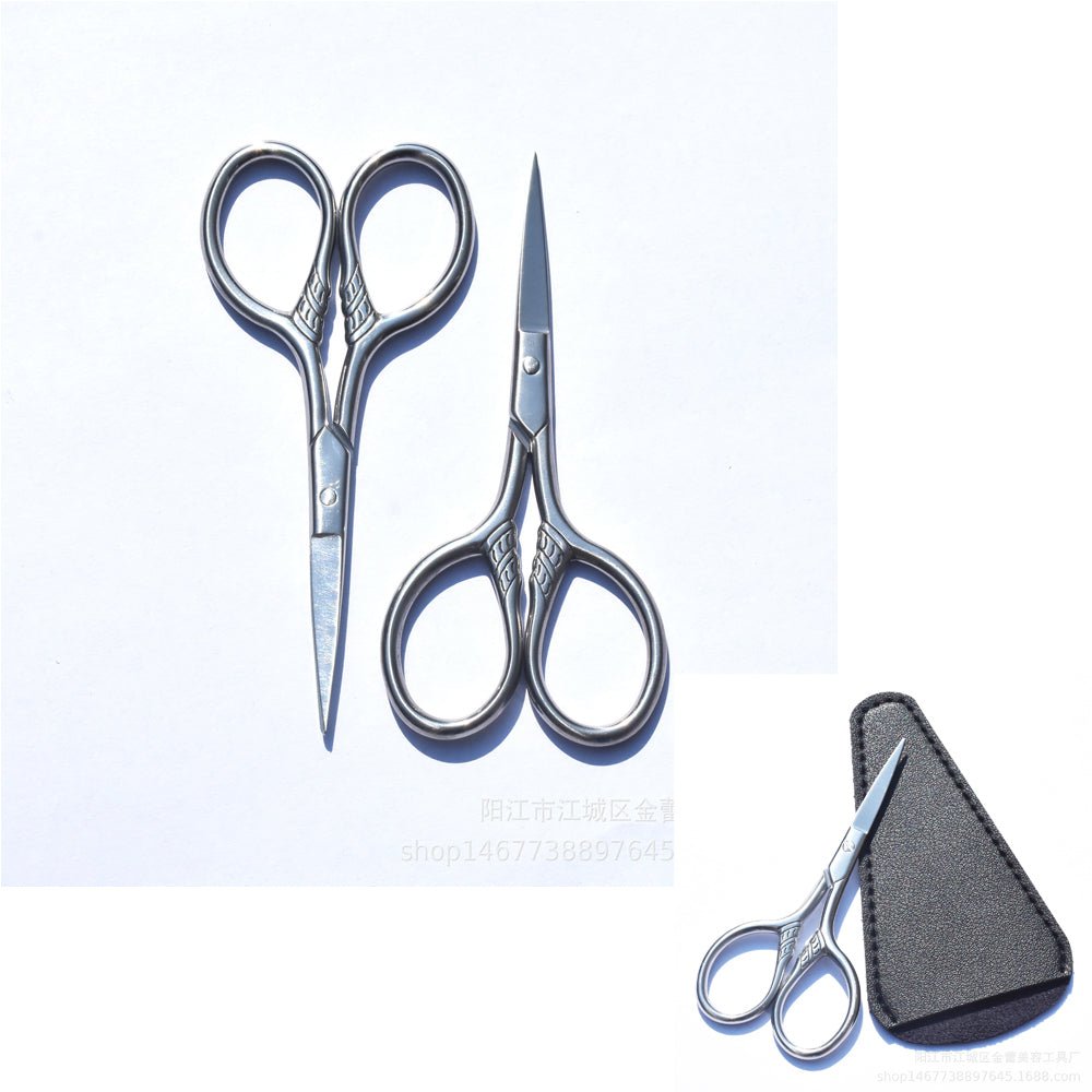 Stainless Steel Vintage Style Facial Hair Scissors With Pu Sheath - Yorkn Inc✅