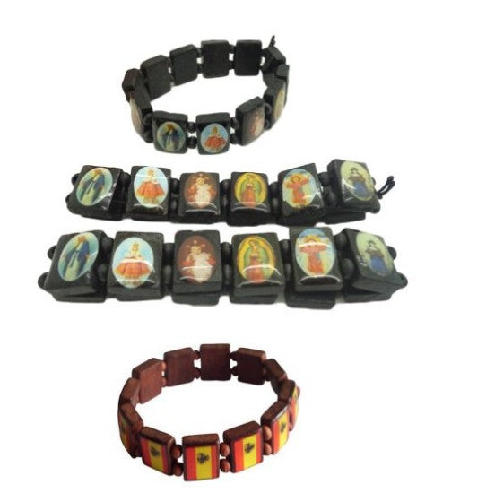 Bracelet extensible en bois avec perles 