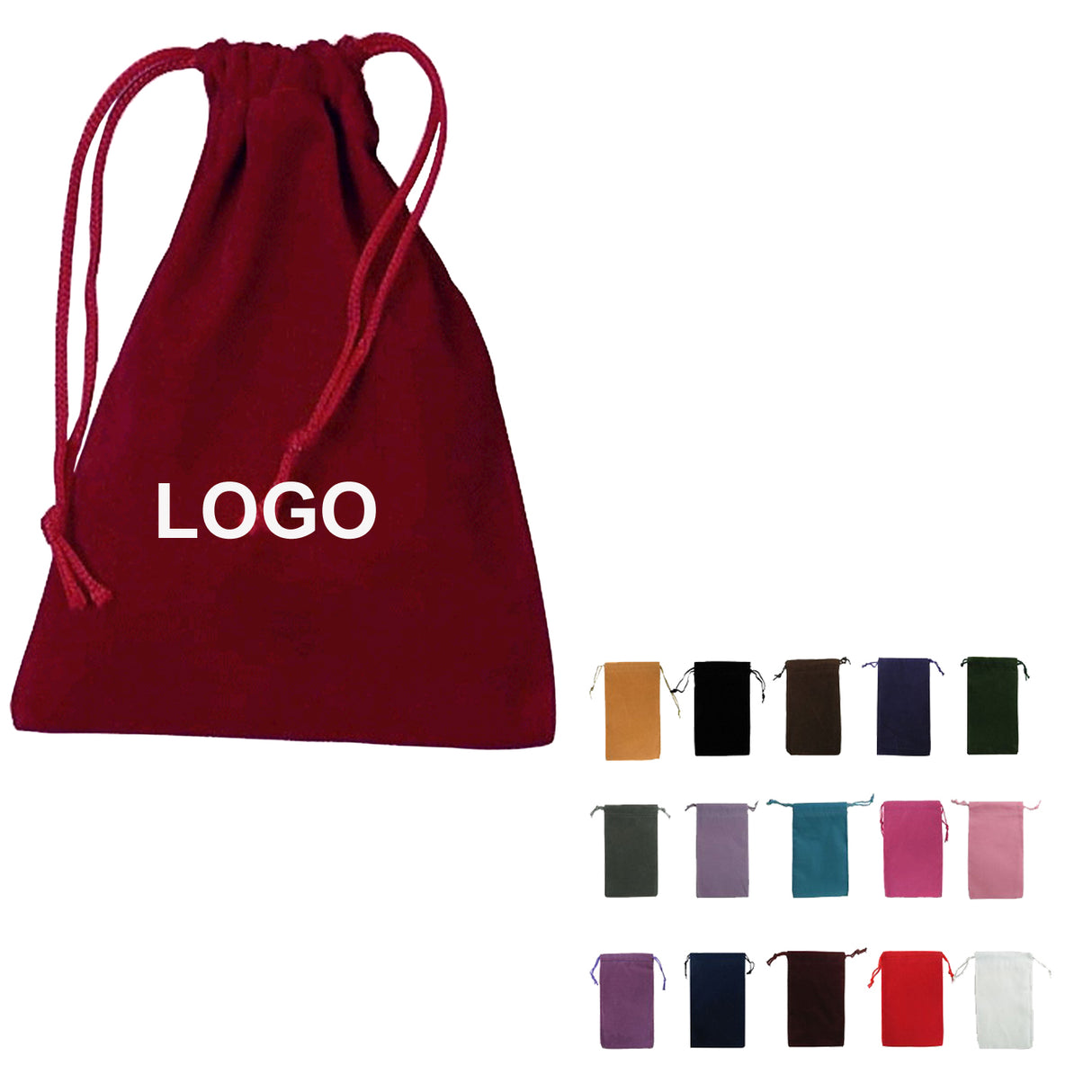 Pochette en velours avec cordon de serrage 