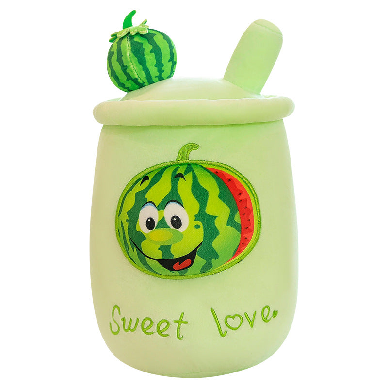 Oreiller décoratif en peluche en forme de coupe de fruits 