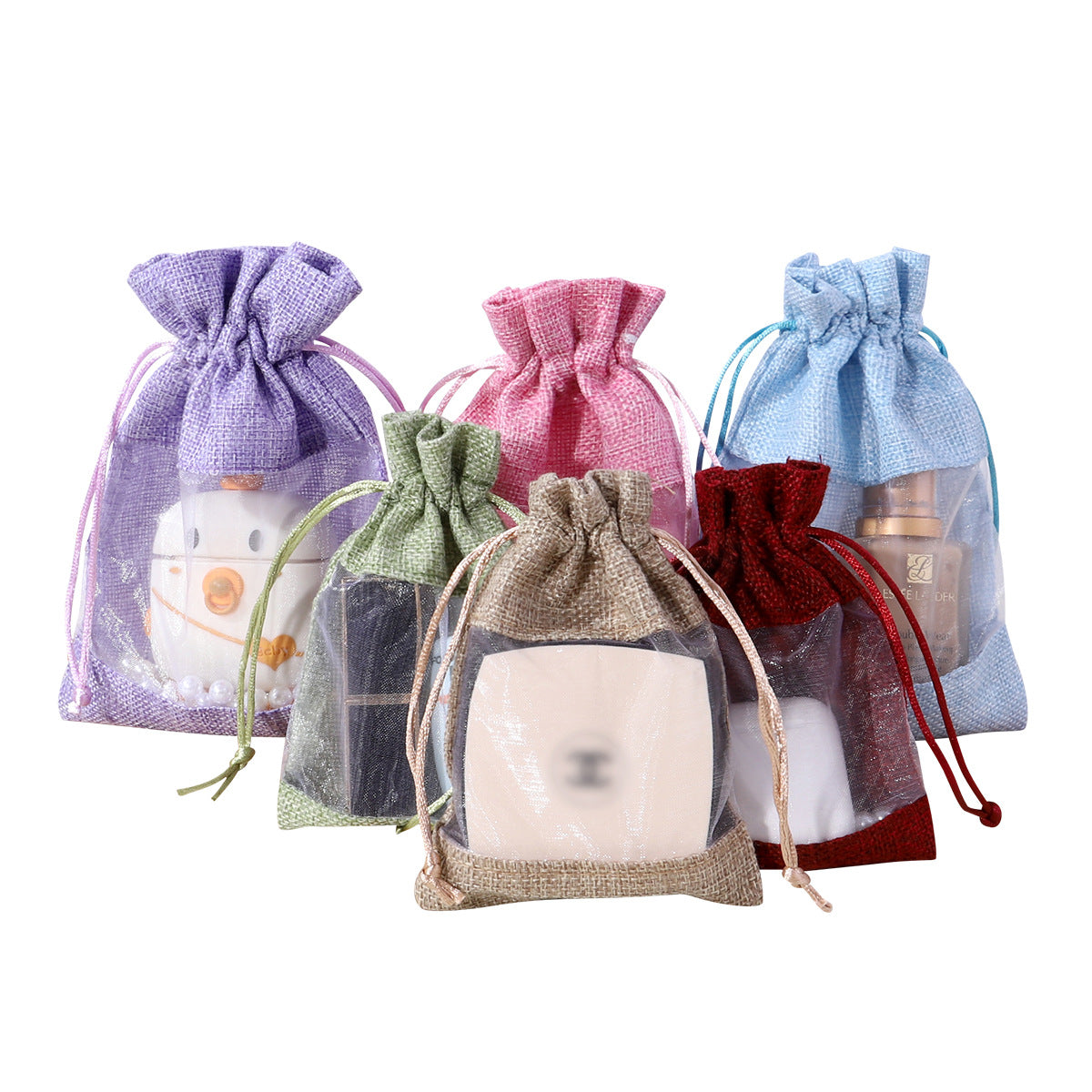 Pochettes en jute avec fenêtre 