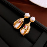 Vintage Pearl Earrings With Pull Out Box