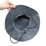 Denim Wide Brim Bucket Hat With Strap