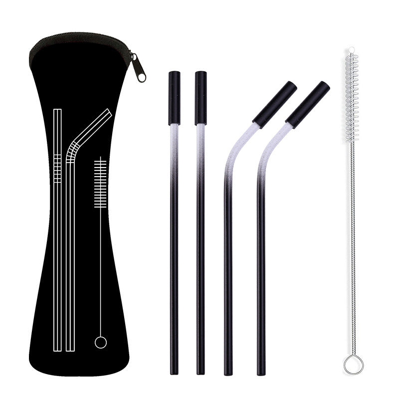 Ensemble de pailles en acier inoxydable avec silicone 