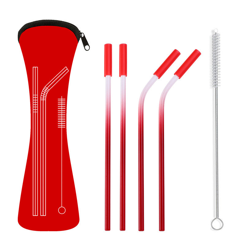 Ensemble de pailles en acier inoxydable avec silicone 