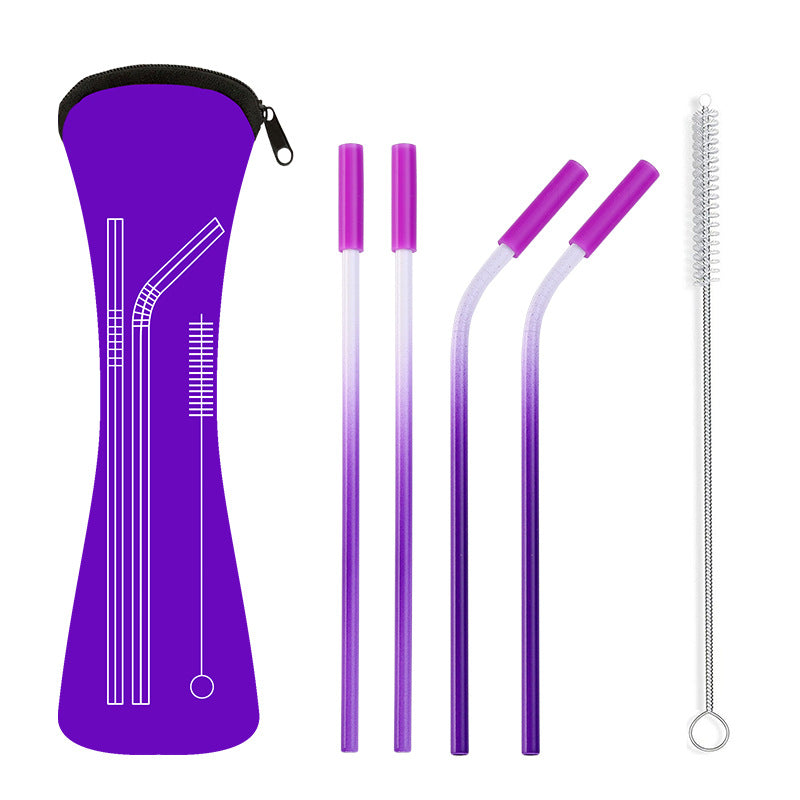 Ensemble de pailles en acier inoxydable avec silicone 