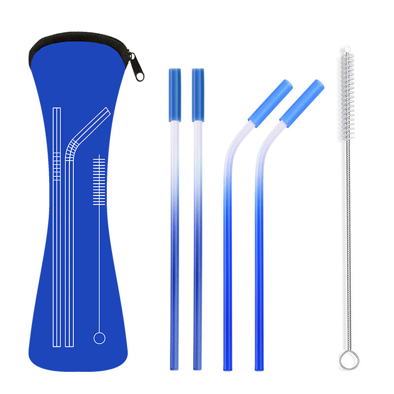 Ensemble de pailles en acier inoxydable avec silicone 