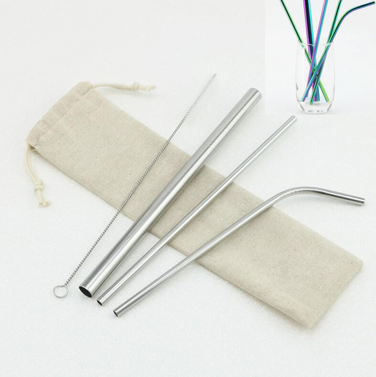 Straws Set With Linen Pouch