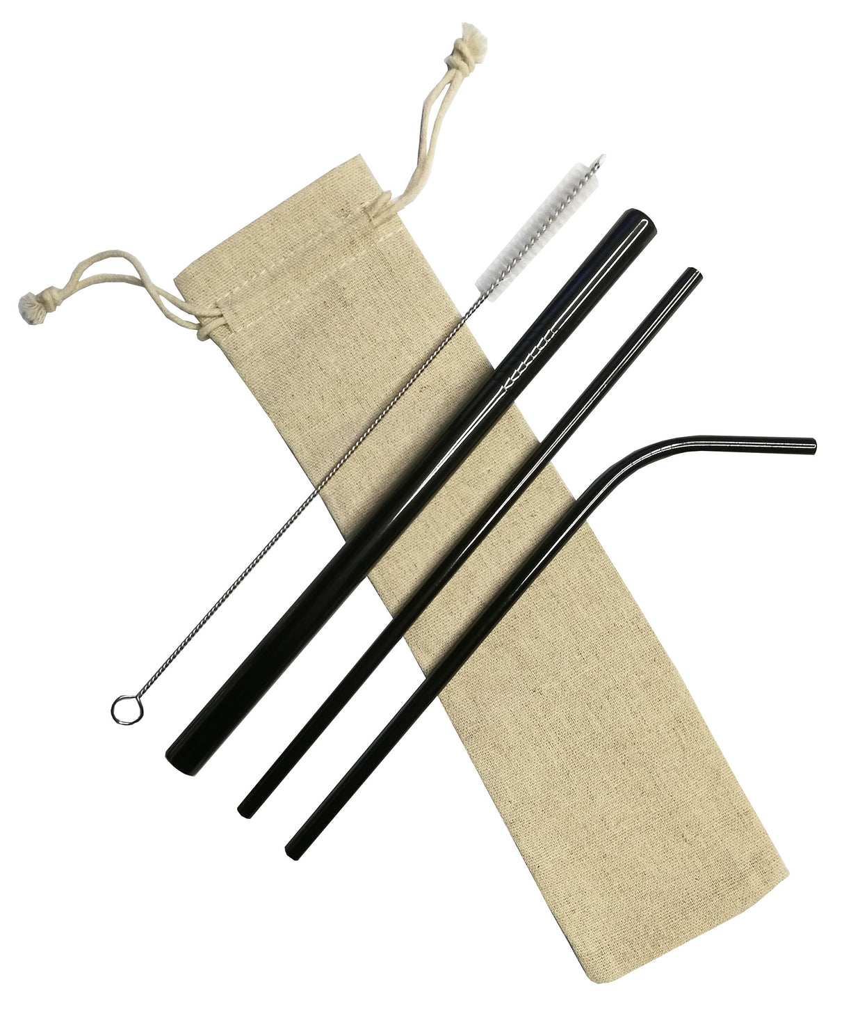 Black Stainless Steel Straws With Pouch