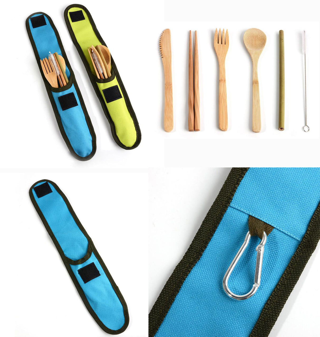 Bamboo Travel Utensil Set With Straw And Carrying