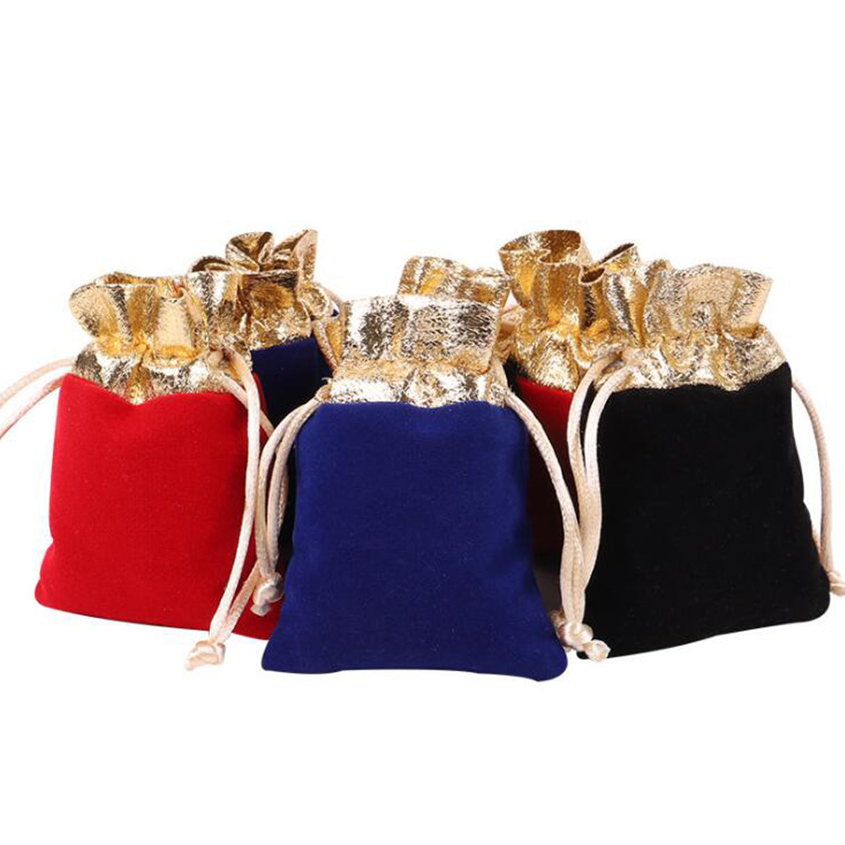 Pochettes d'emballage en velours doux doré 