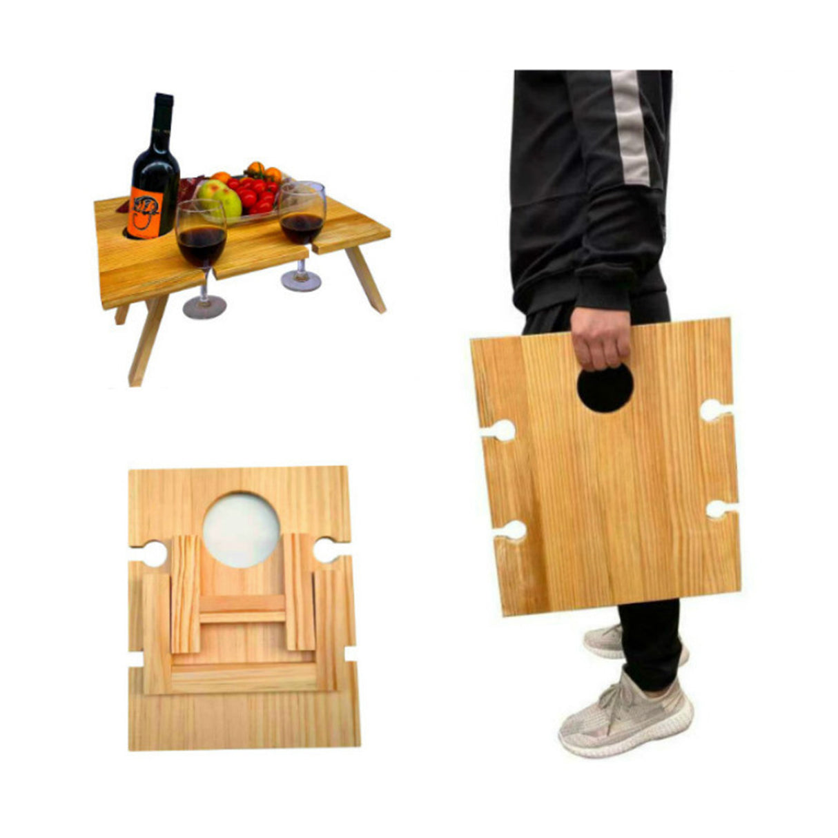 Table de pique-nique pliante en bois 
