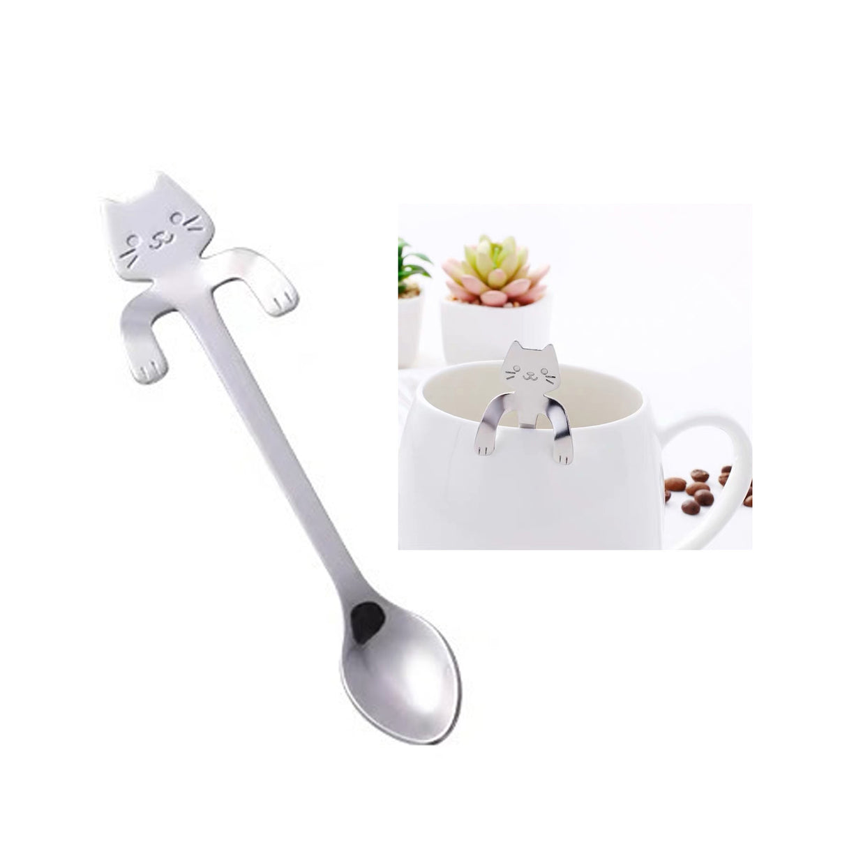 Cuillère à café en forme de chat mignon 