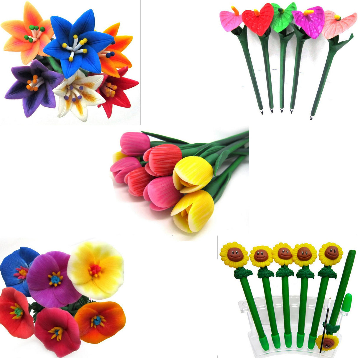Stylo à bille en argile souple en forme de fleur 