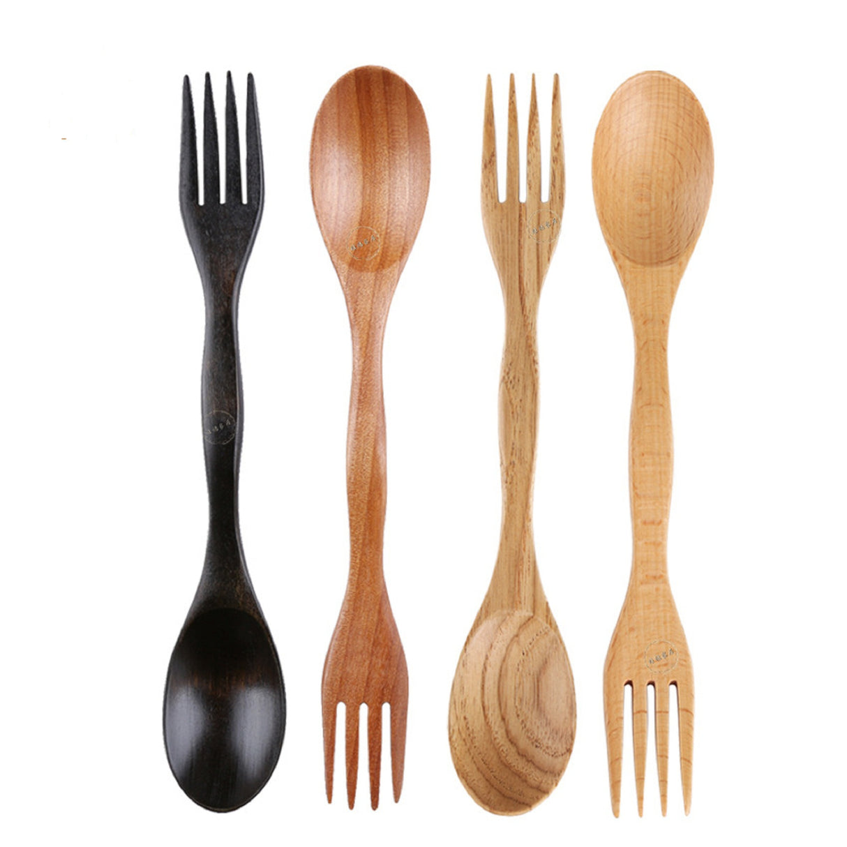 Cuillère et fourchette en bois 2 en 1 