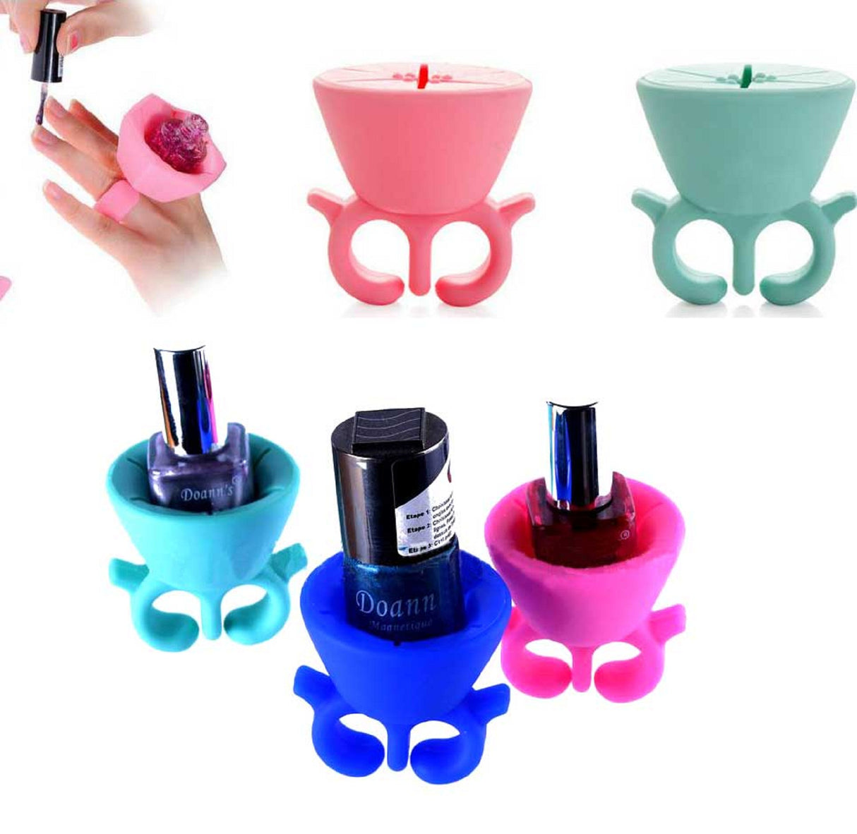Anneaux porte-bouteilles de vernis à ongles en silicone 