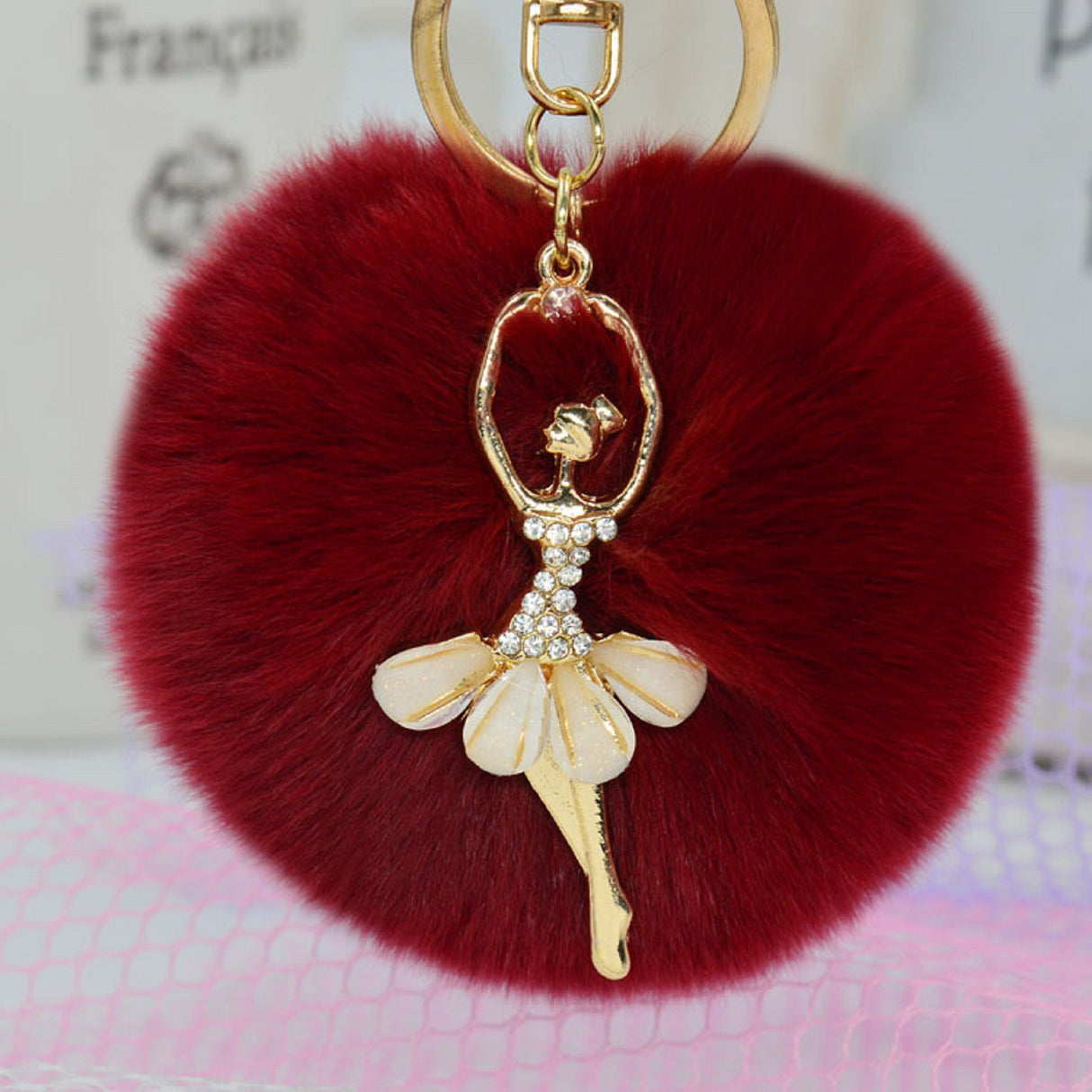 Porte-clés boule de fourrure 