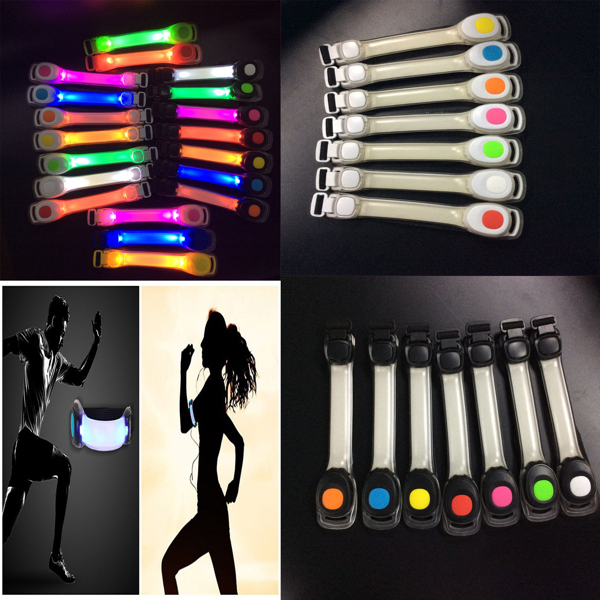 Brassard de course à LED, bracelets, ceinture 