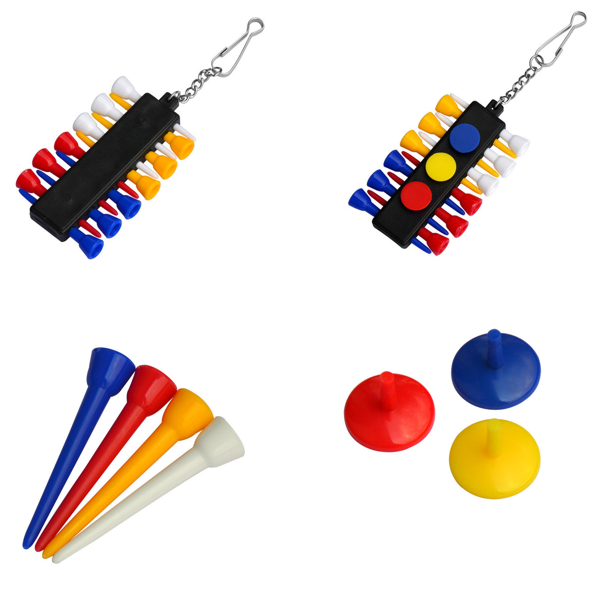 Porte-tees de golf avec marqueur de balle et porte-clés 