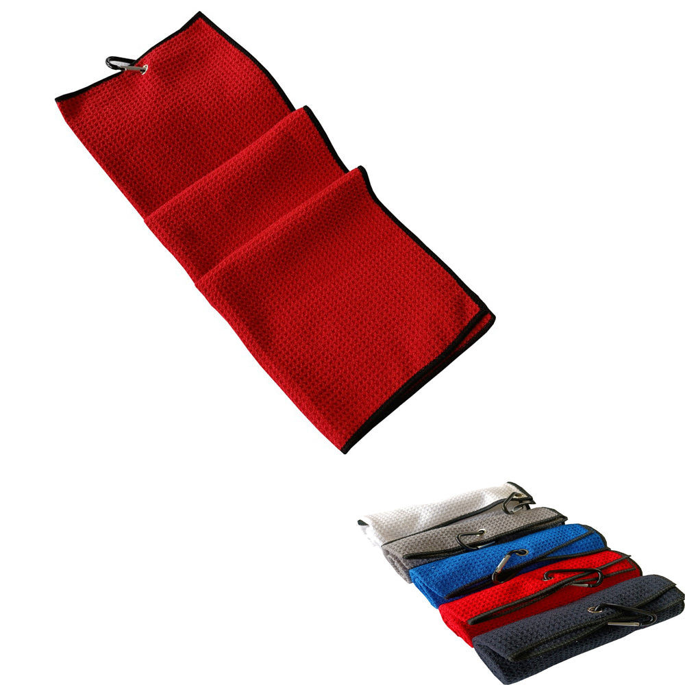 Serviettes de golf en microfibre à motif gaufré avec mousqueton 