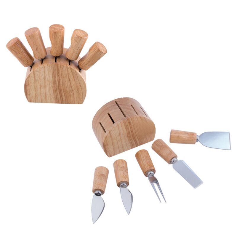 Ensemble à fromage 5 pièces en acier et bois 