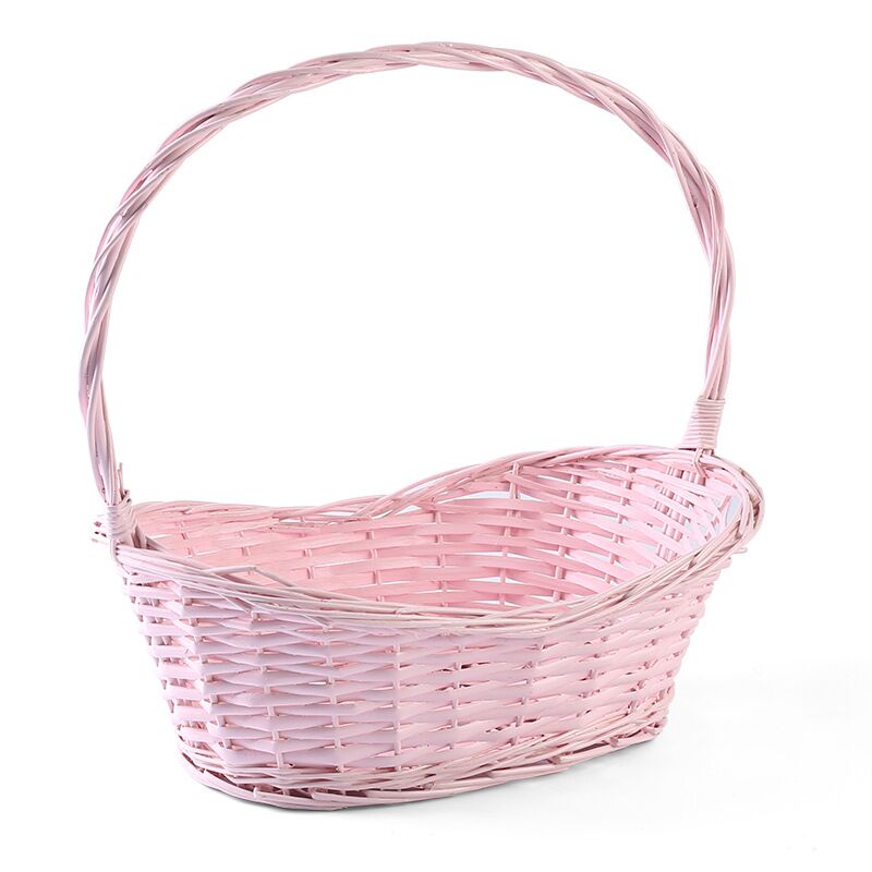 Paniers en rotin rose avec poignée 