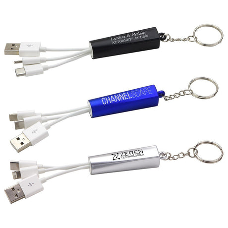 3 - in - 1 Light - up Charging Cable With Keych - Yorkn Inc✅