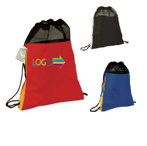 Sac à cordon en maille tricolore 