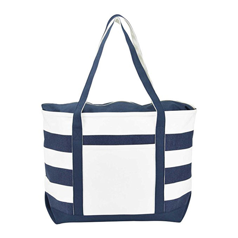 Sac fourre-tout en toile rayé motif bateau 