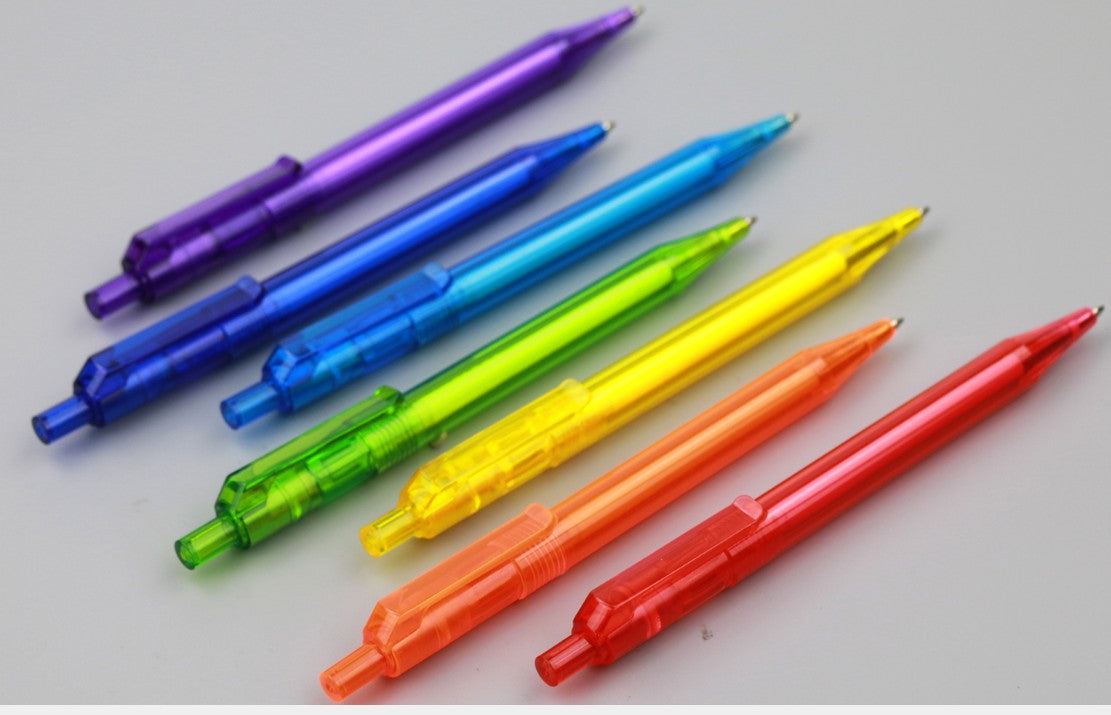Stylo à bille à piston en plastique transparent 