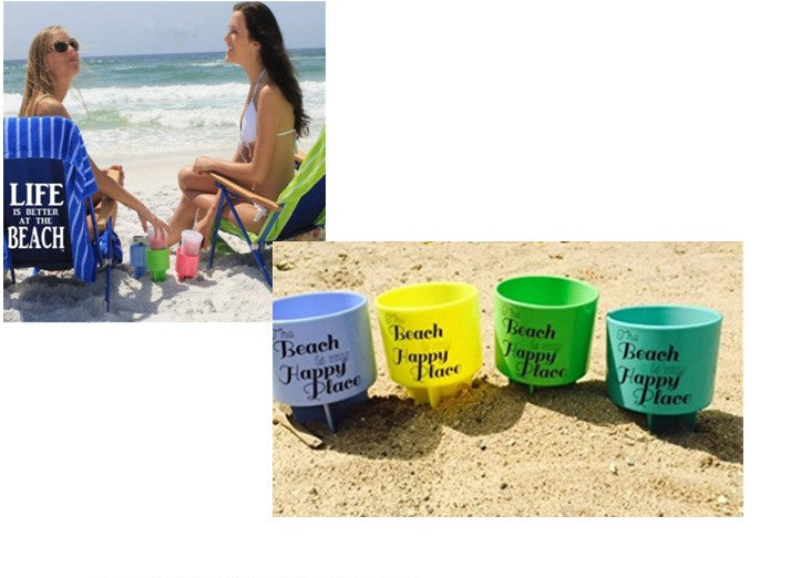 Porte-gobelets en plastique pour boissons de plage 