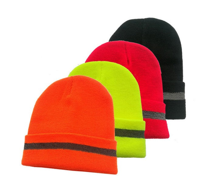 Bonnets en tricot avec bande réfléchissante 