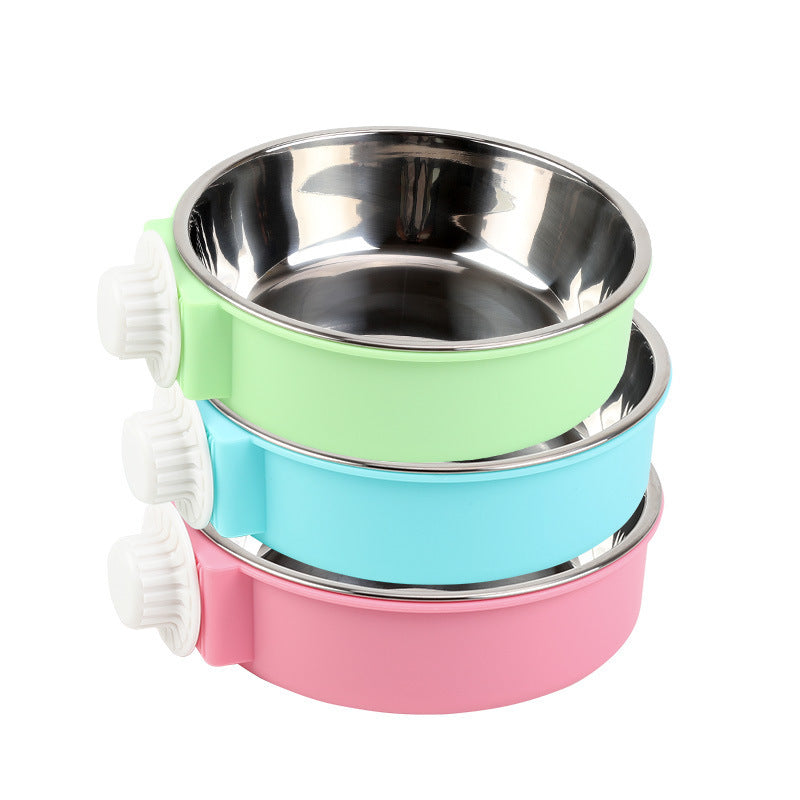 Gamelle suspendue en acier inoxydable pour animaux de compagnie 