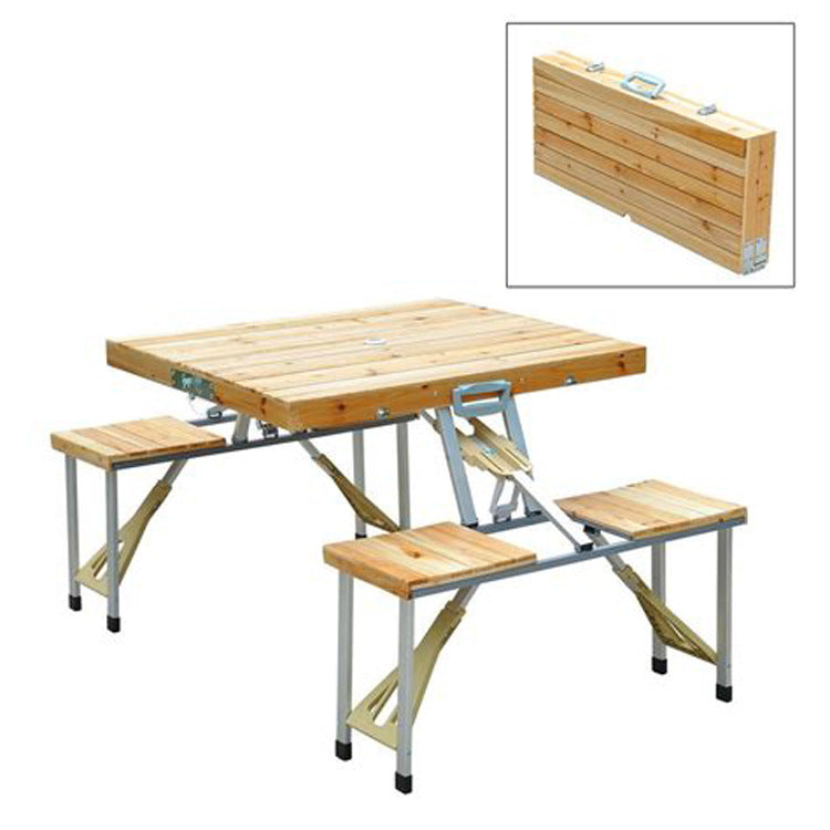 Table et chaise siamoises portables en bois 