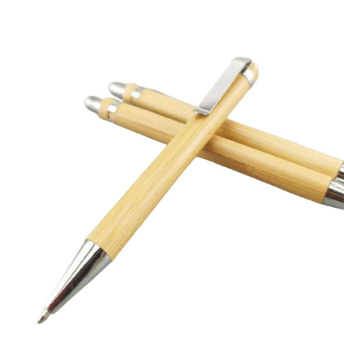 Stylo à bille rétractable en bois de bambou 
