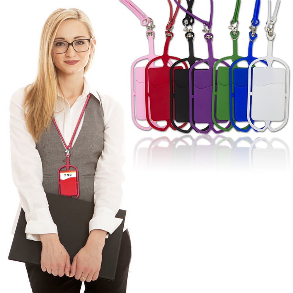 Lanière de téléphone en silicone avec poche pour carte 