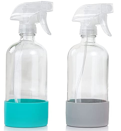 Flacon pulvérisateur en verre recouvert de silicone 