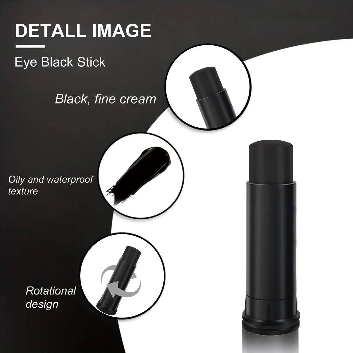 Bâton noir pour les yeux pour sports de plein air 