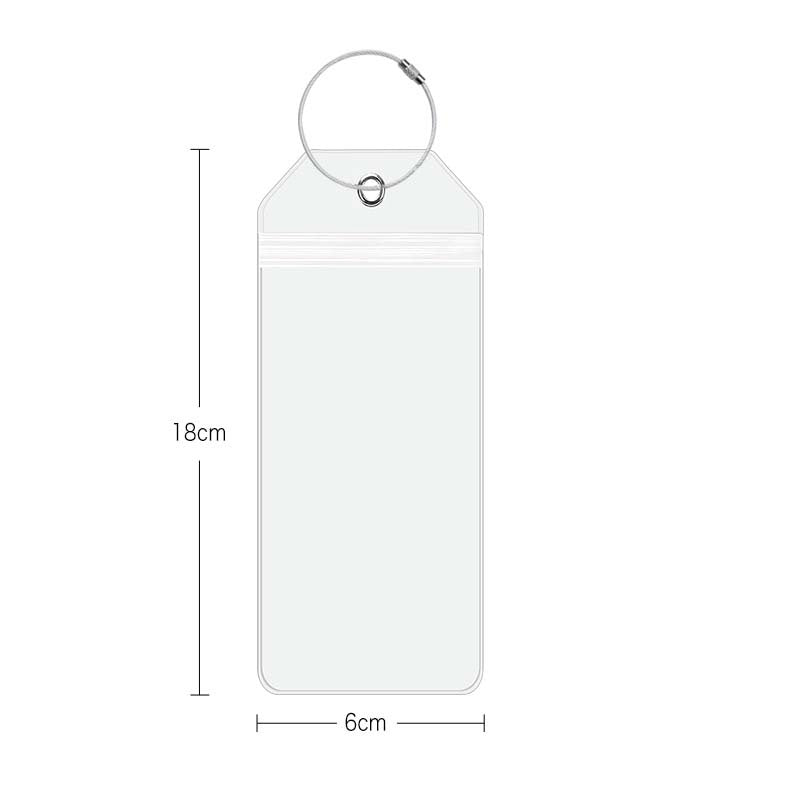 Étiquette de bagage transparente en PVC 18 x 6 cm 