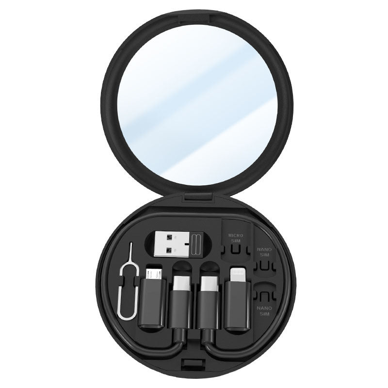 Multifunctional Data Cable Storage Box With Mirror