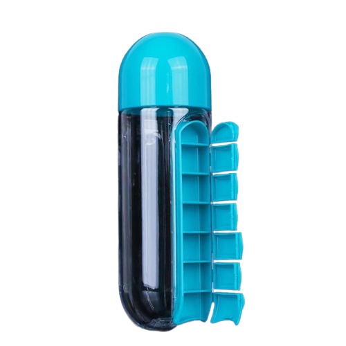 Bouteille d'eau avec pilulier quotidien 