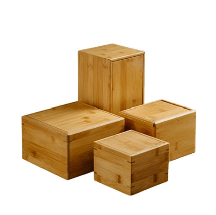 Boîte de rangement en bois de bambou avec couvercle 