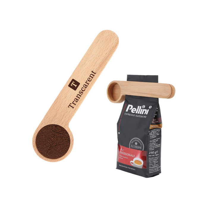 Cuillère à café et pince à sac en bois 