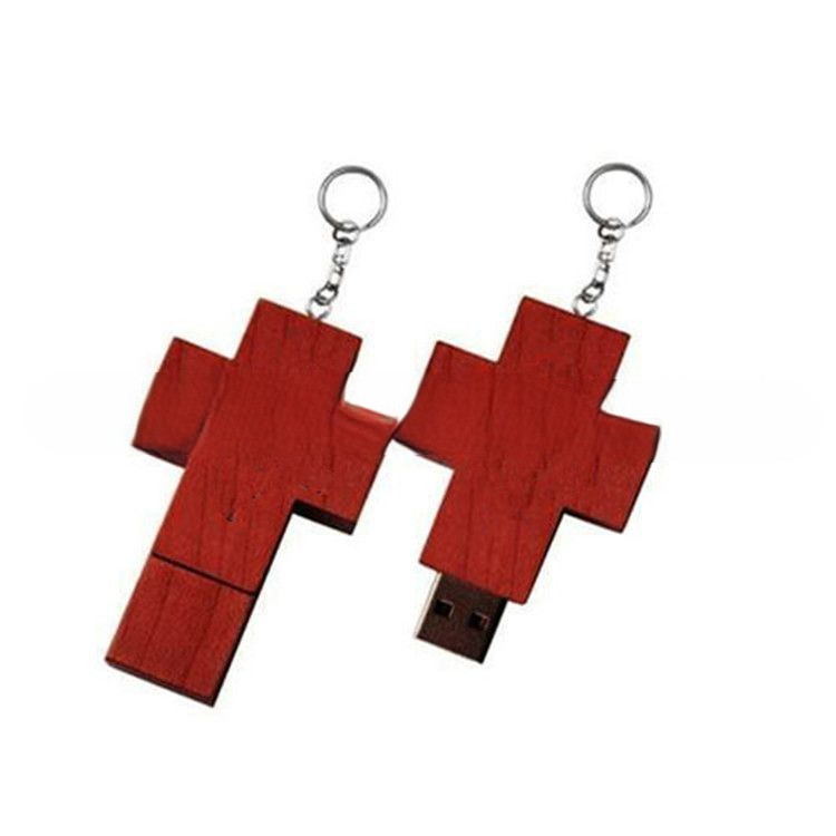 Clé USB en forme de croix en bois d'érable 