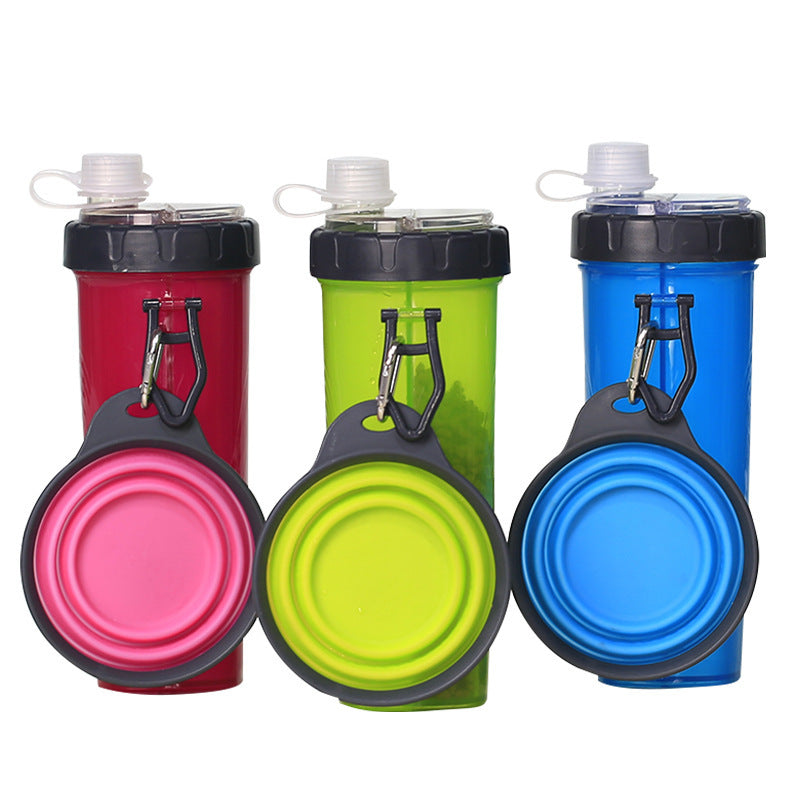 Bouteille transparente et gamelle pliable pour chien 